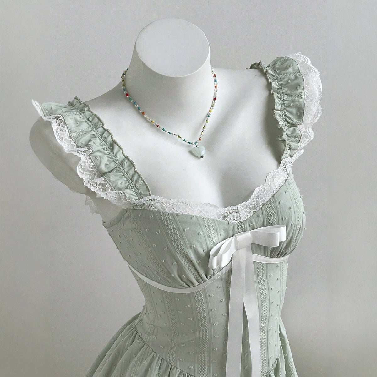 Lace lace bow women's suspender mini dress