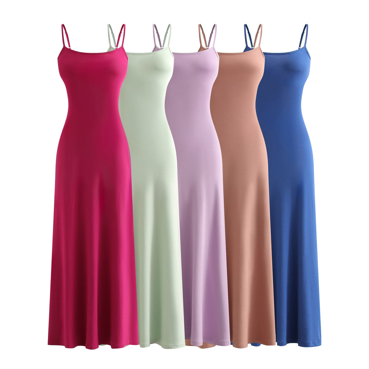 Sexy Knit Strap Long Dress for Women, Summer Crop Top Bodycon Dress, Fitted Slimming Floor-Length Skirt