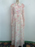 Style Printed Fitted Flared Sleeve A-line Long Sleeve Dress