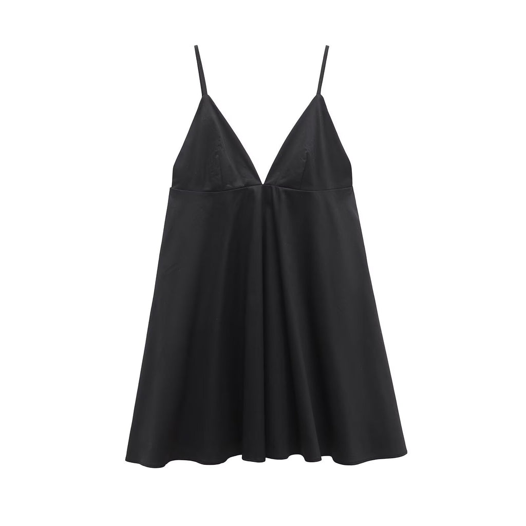 Hot girl V-neck sexy backless camisole dress