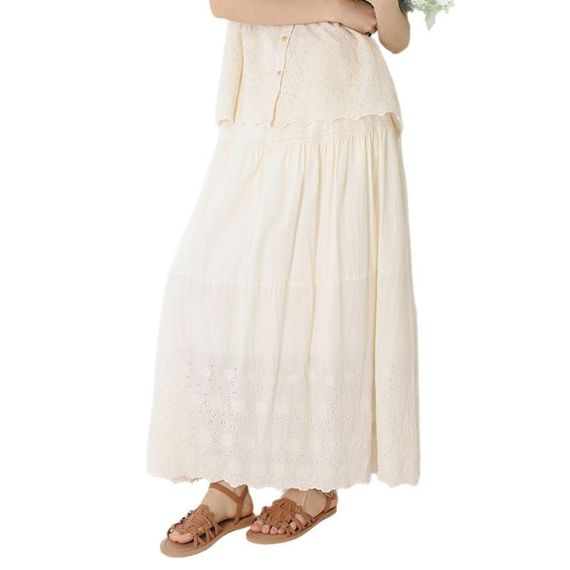 Double layered loose solid color A-line skirt