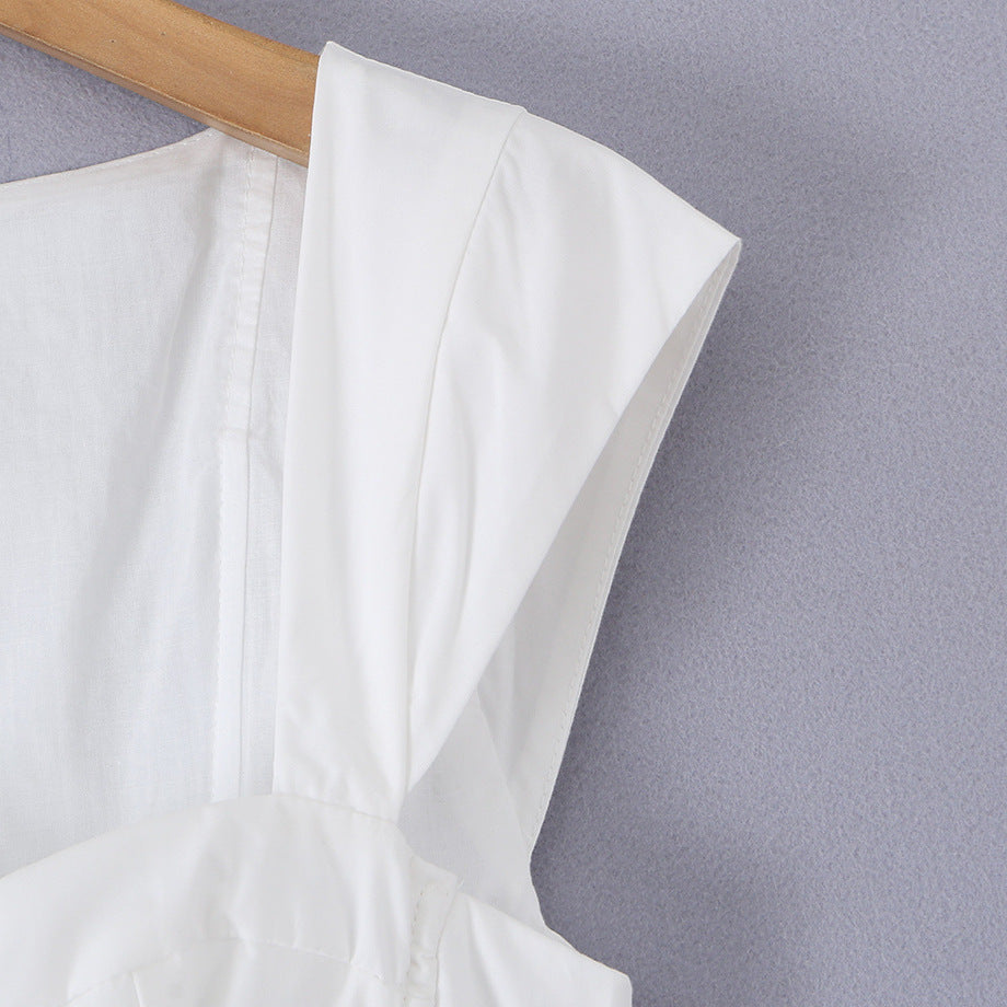 Sweet cotton fishbone waist mini dress