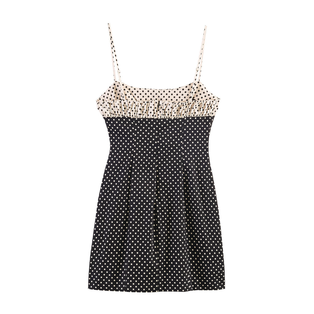 Spicy girl polka dot patchwork suspender dress