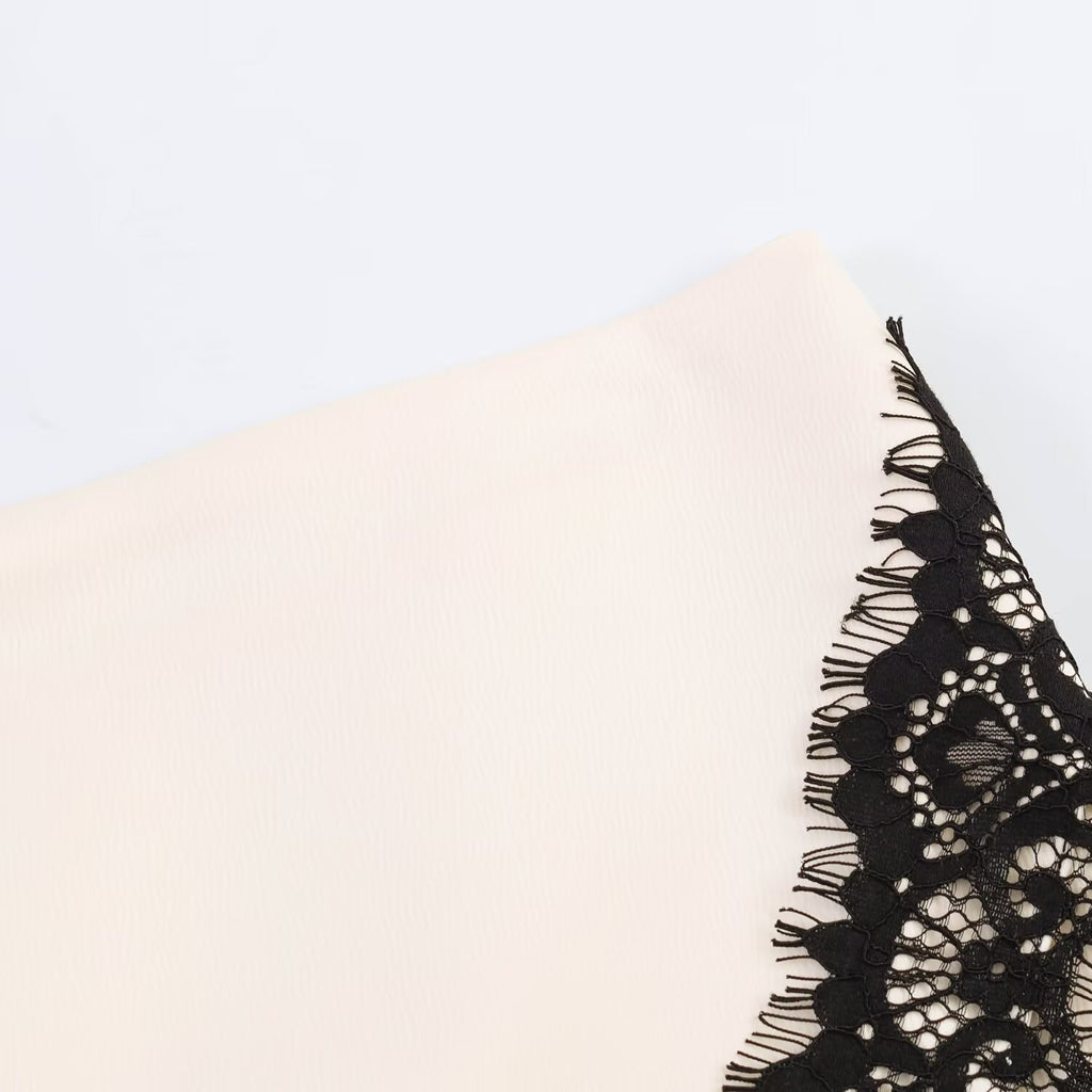 Spicy girl double breasted lace patchwork skirt pants