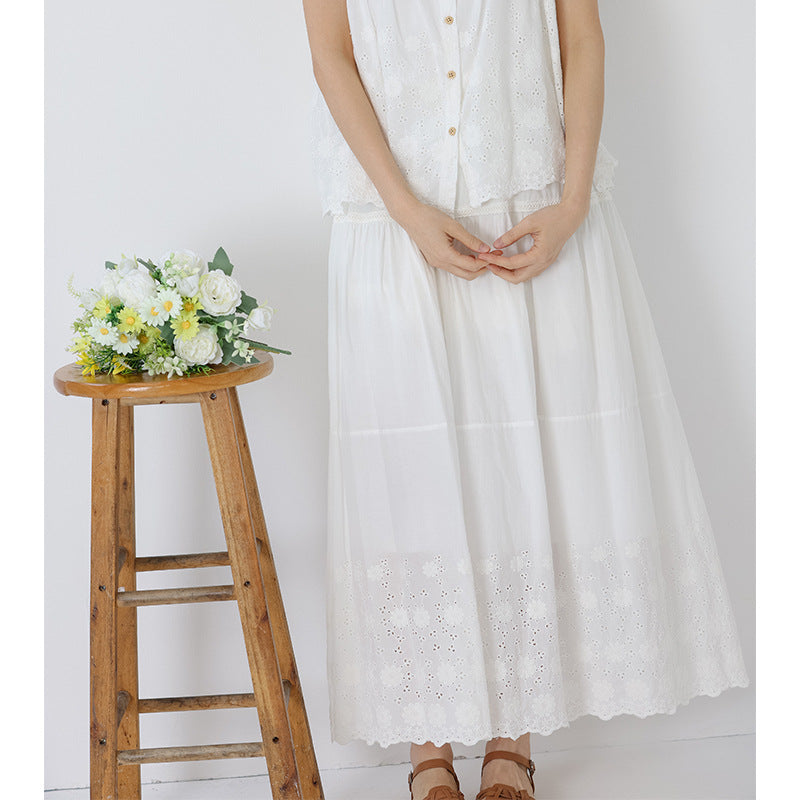 Double layered loose solid color A-line skirt