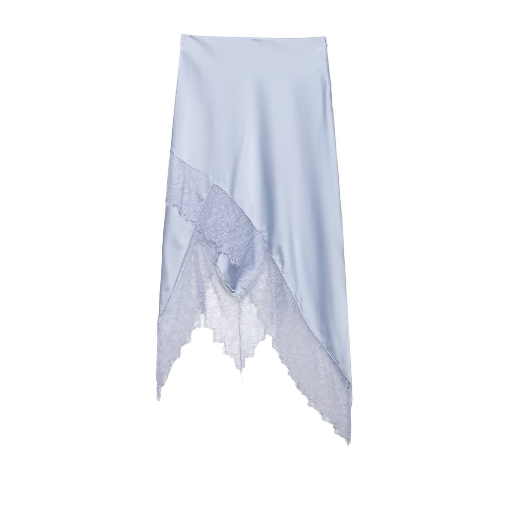 Spicy girl lace patchwork irregular mid length skirt