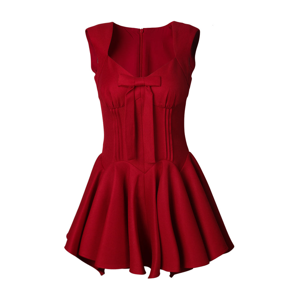 Four-Meter Skirt Princess Dress Bow Knotted Waist-Fitted Dress Women Summer Dress