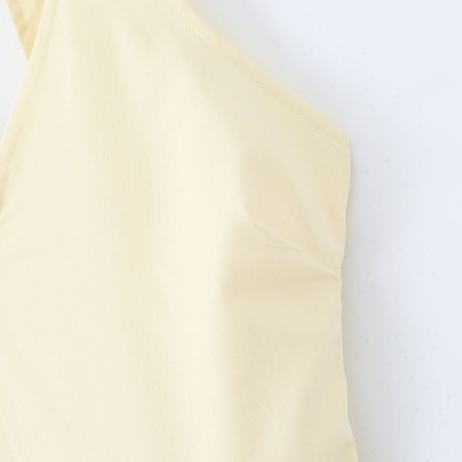 Elegant waist cinching and neck hanging mid length dress