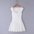 Sweet cotton fishbone waist mini dress