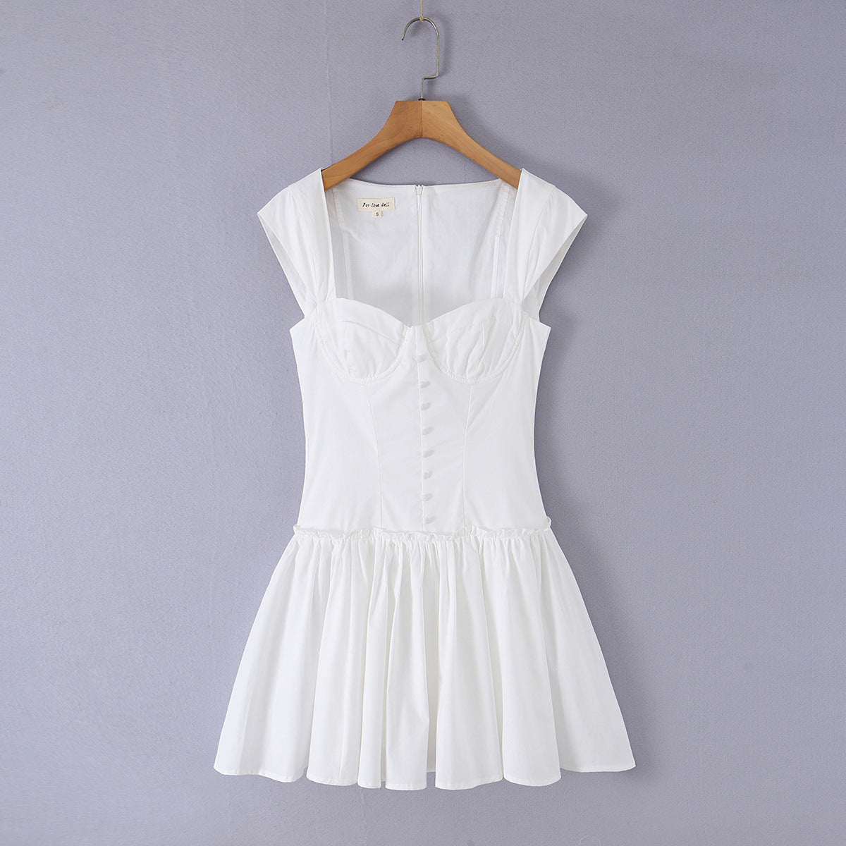 Sweet cotton fishbone waist mini dress