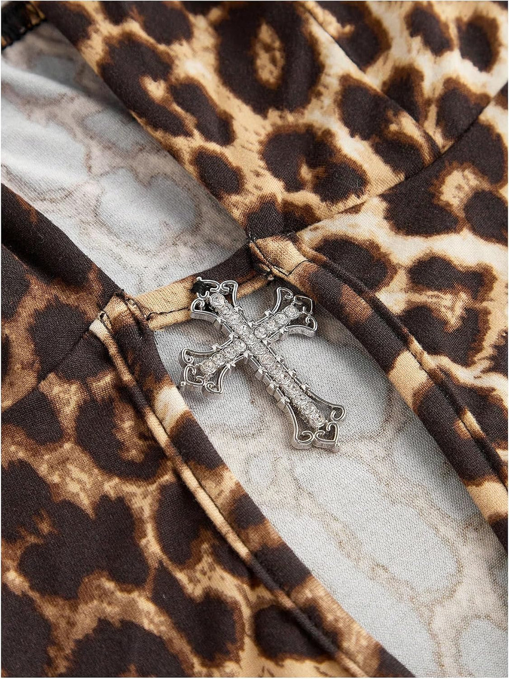 SOLY HUX Women's Cheetah Print Backless Halter Mini Dress