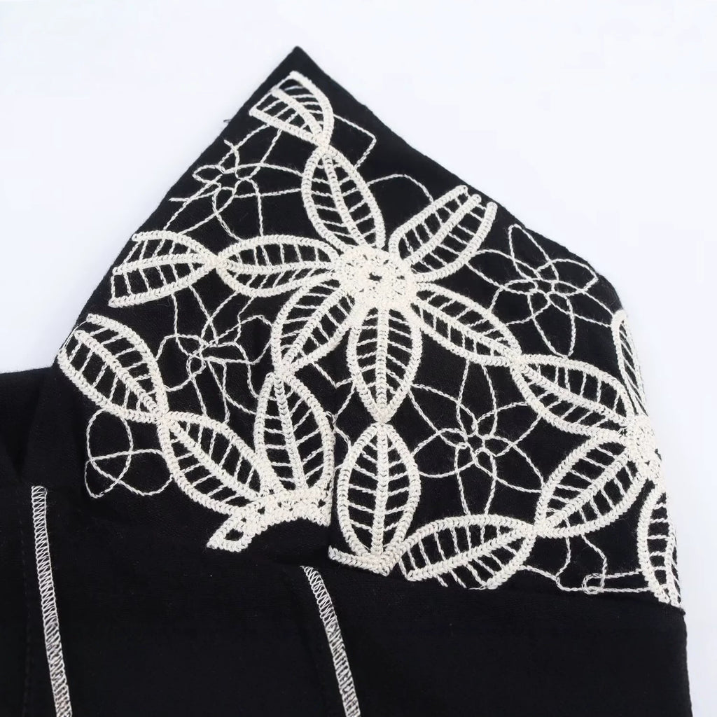 Embroidery V-Neck Sexy Backless Strap Long Dress for Women  Dress Elegant Design A-Line Dress