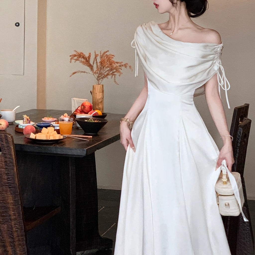 Flared Skirt French Elegant Off-Shoulder Vintage Hollywood Dress