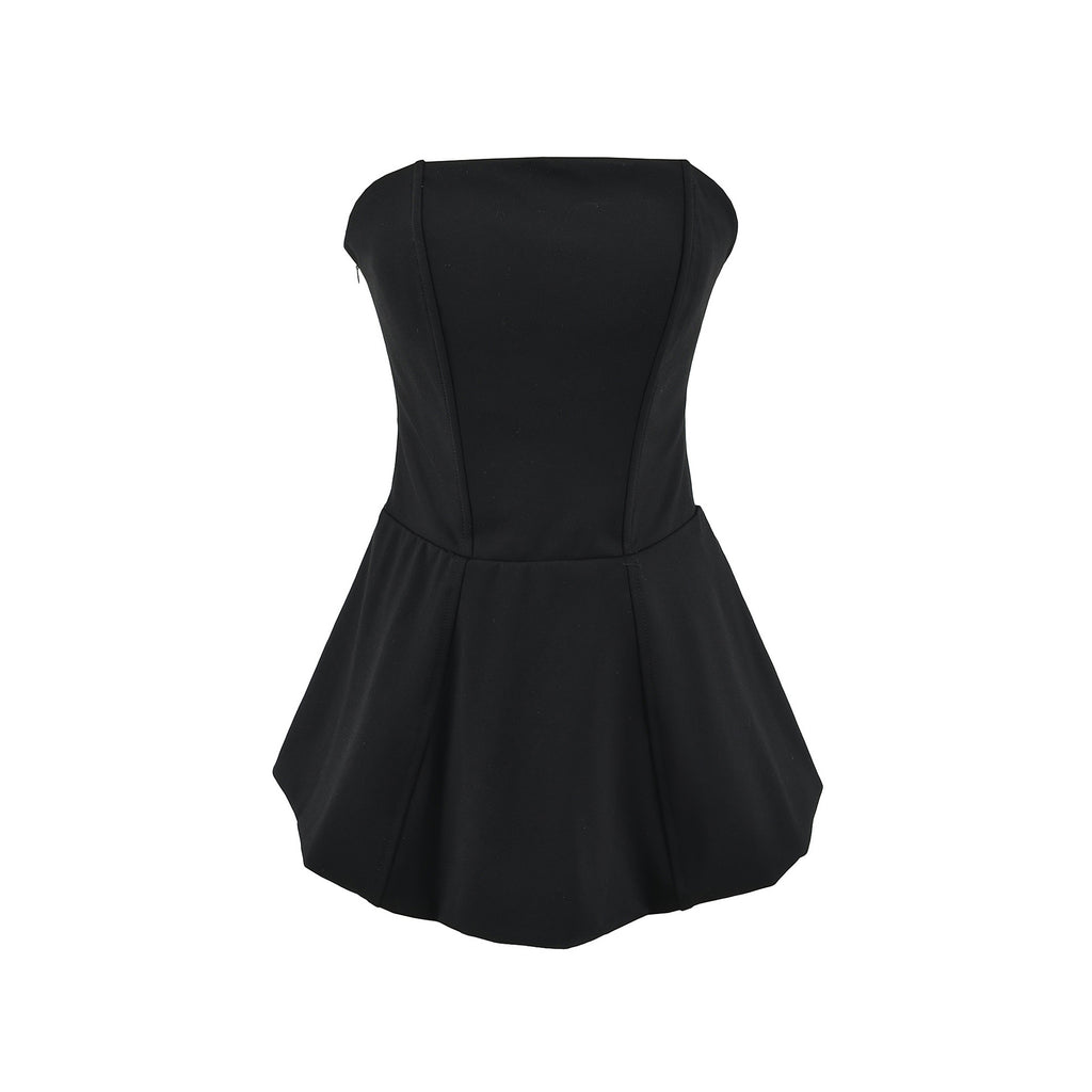 Strapless Dress Women Elegant Lady One Shoulder Birthday Cocktail Dress Princess Puff Short Skirt