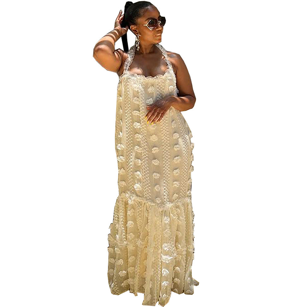 Fashion Sexy Little Dress Women's Floral Floor-Length Strapless Cake Dress