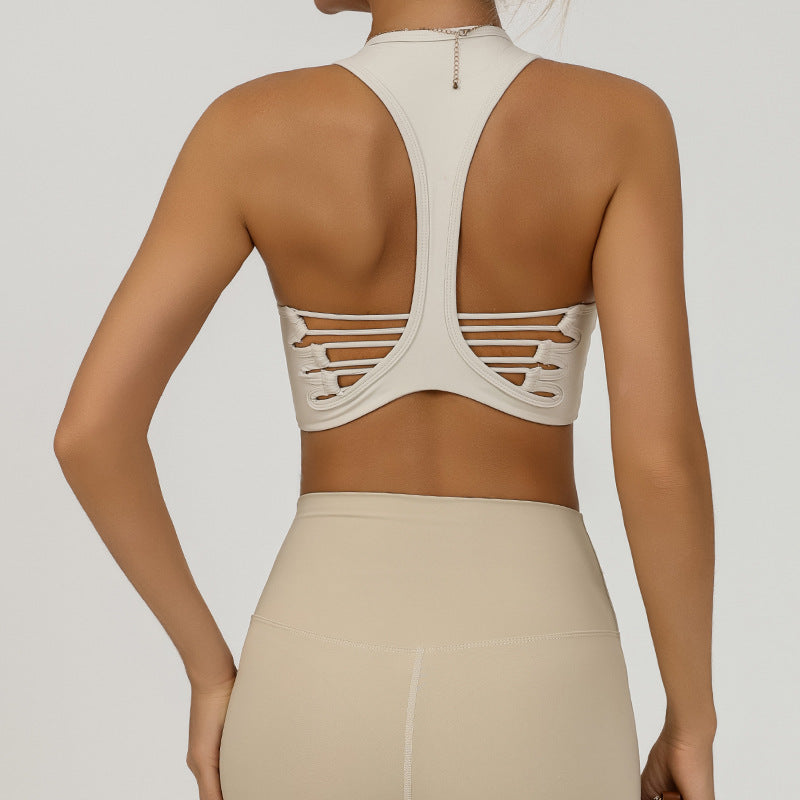 Backless Yoga Sports Bra, High-Elastic Quick-Dry Running Dance Fitness Bra Top for Women