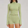 Spring Sport Set, Bare-Feel Zipper Fashion Casual Outfit, Fitness Running Activewear Set