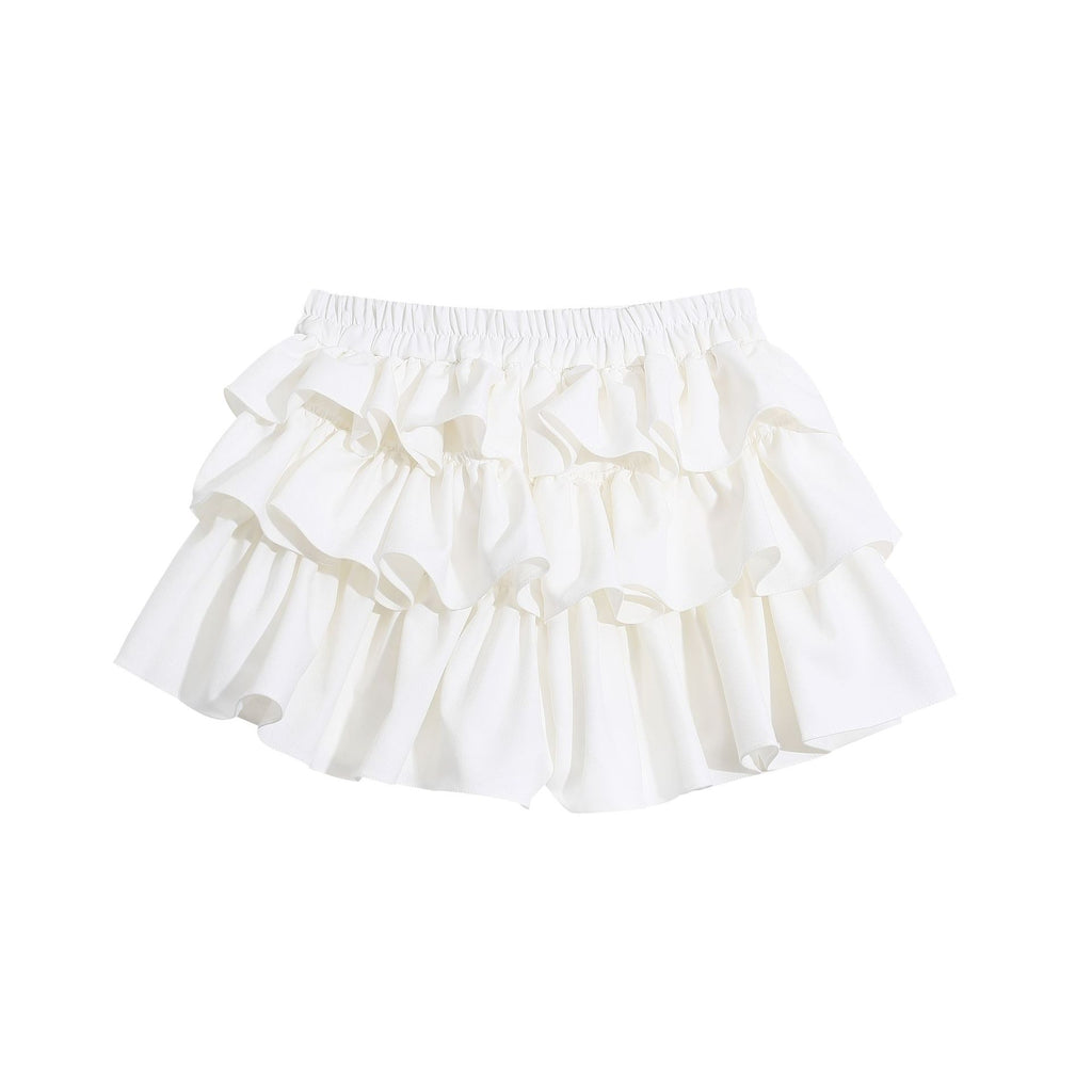 soft girl layered cake skirt, sweet style versatile slimming skirt pants
