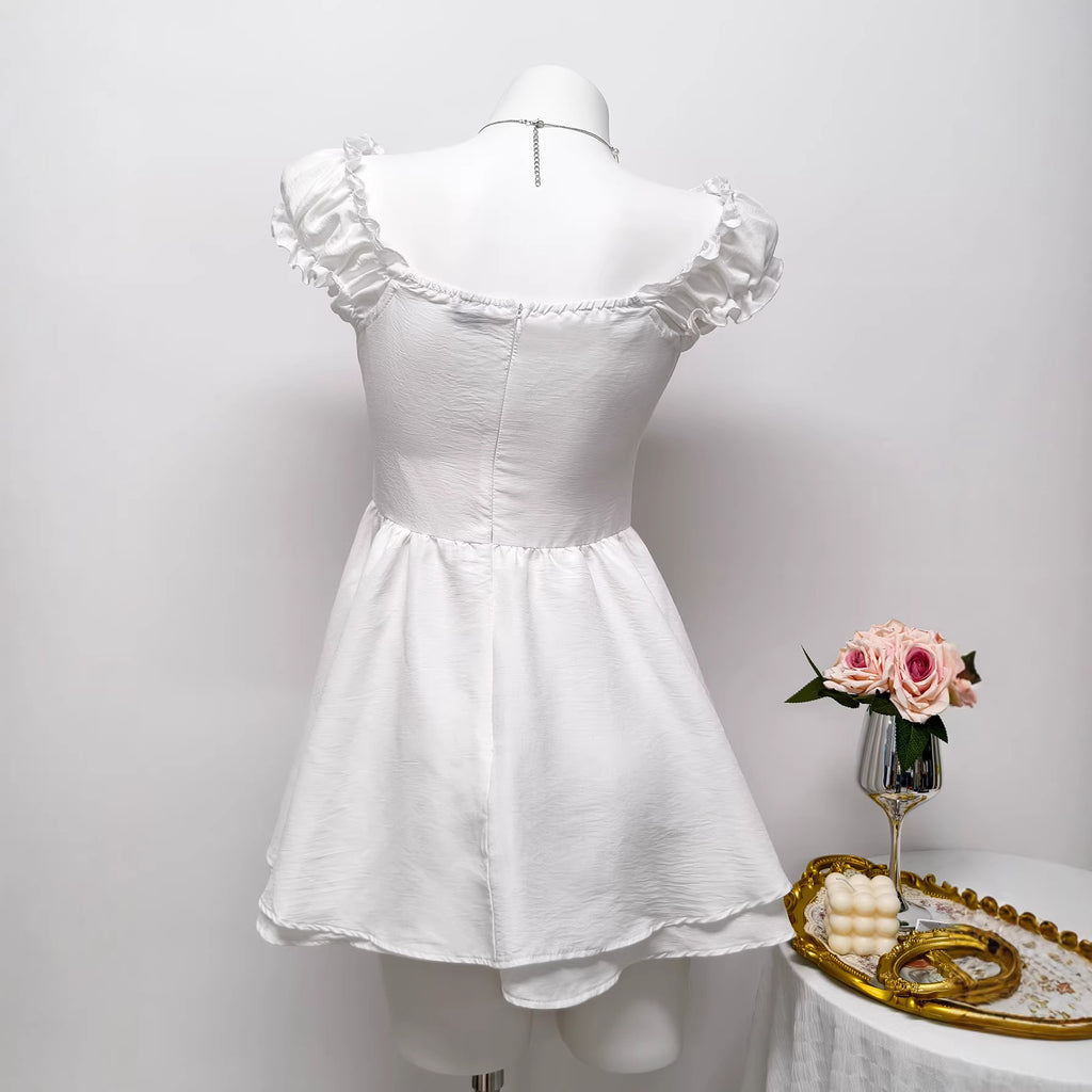 Square neck short sleeved dress