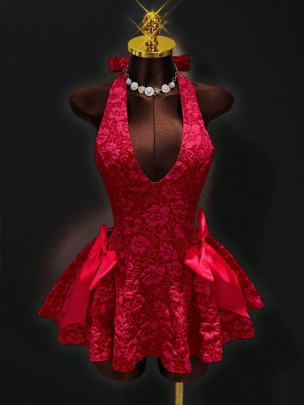 V-neck large skirt dress