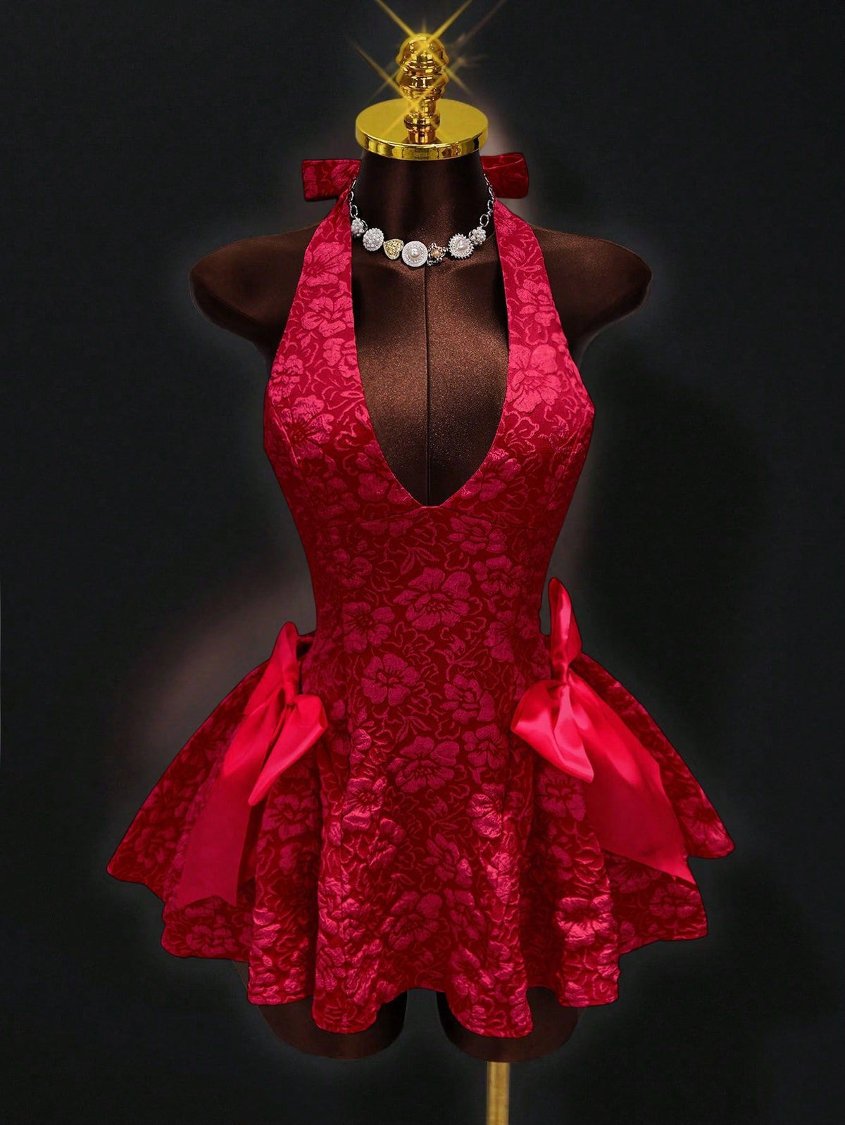 V-neck large skirt dress