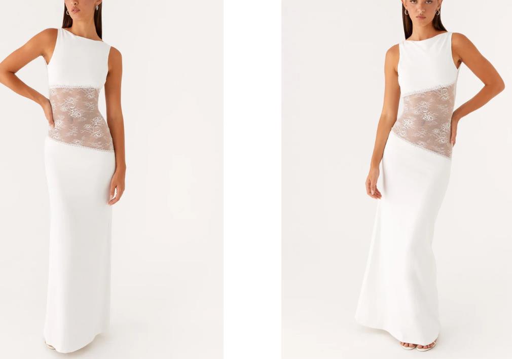 Slim lace satin patchwork backless long dress for women