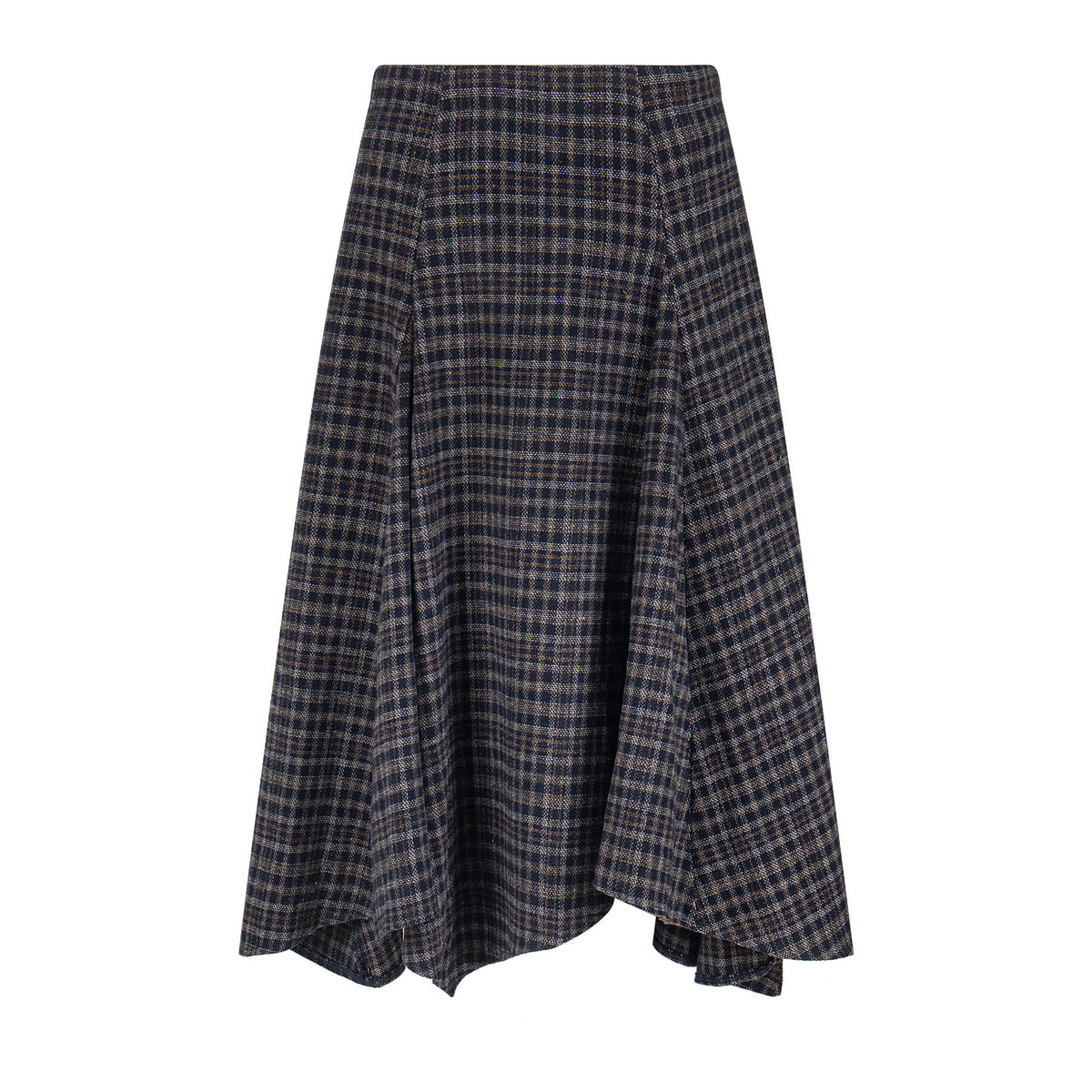 Wool Plaid Midi Skirt High Waist Drape Slimming A-Line Skirt College Style Women's Clothing