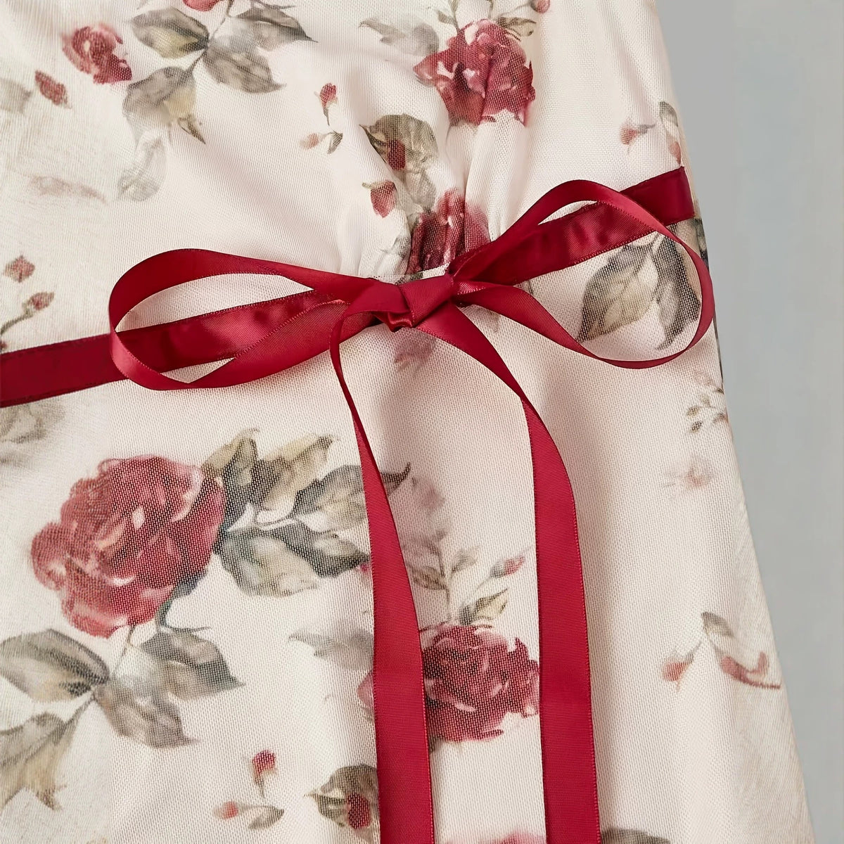 Floral Print Sleeveless Bow Decoration Square Neckline A-Line Mini Dress for Women