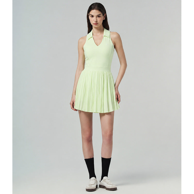 Professional Breathable Tennis Dress for Outdoor Badminton and Golf Sports, With Built-in Shorts