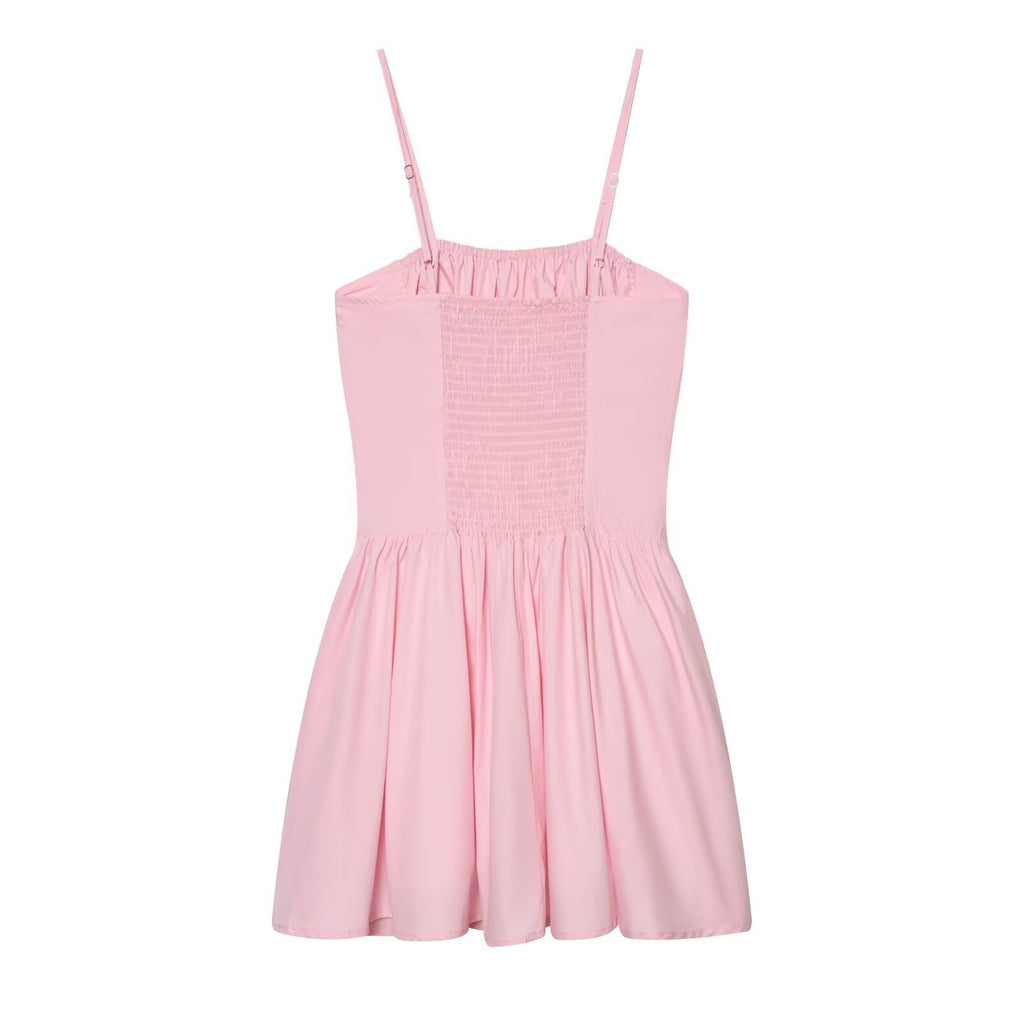 Hot girl waist cinched strapless suspender dress