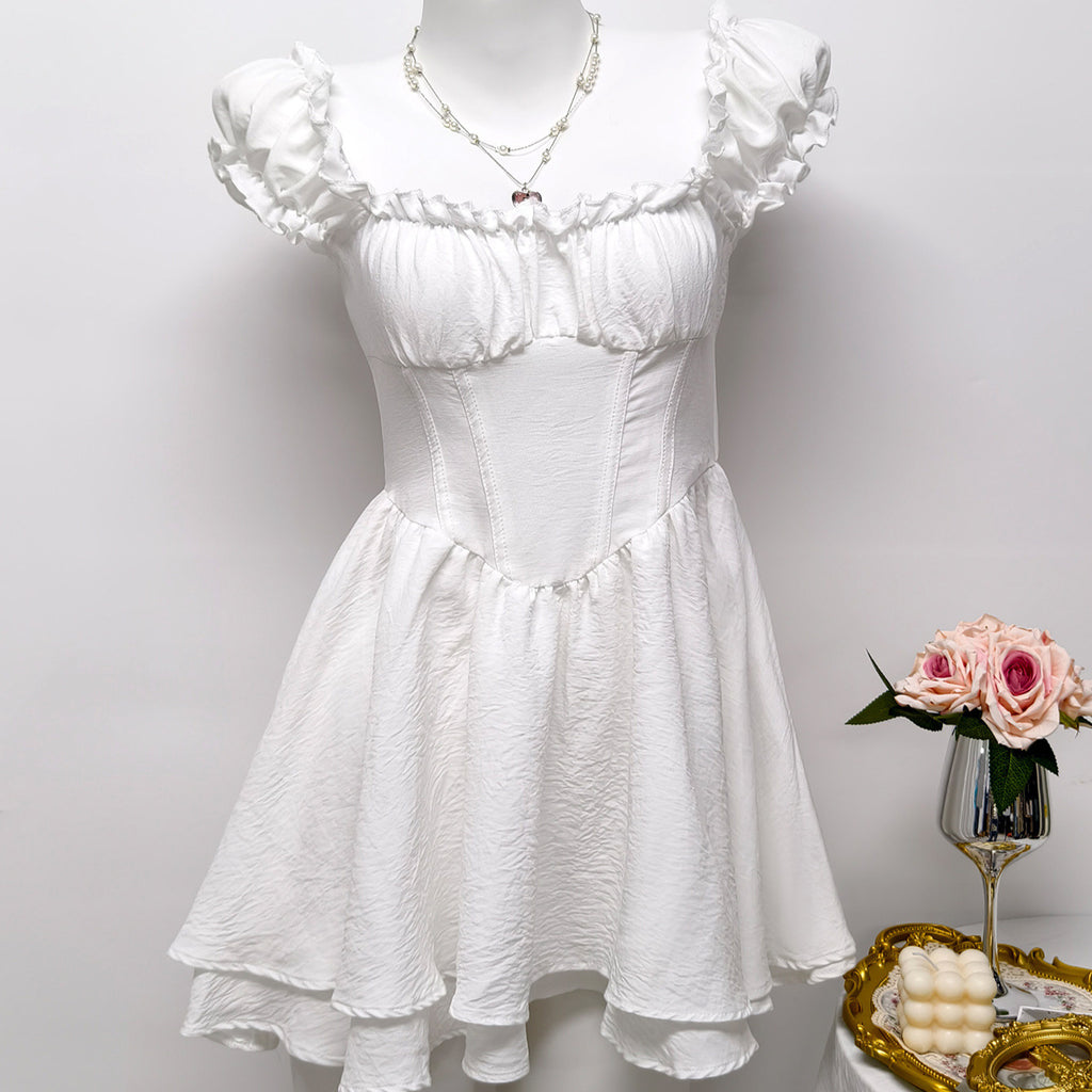 Square neck short sleeved dress