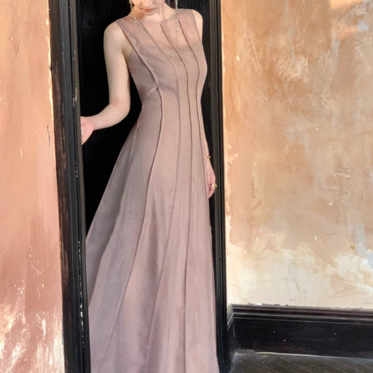 Elegant Pleated Chiffon Dress for Women Flowy Long Strapless Dress, Casual Office Style