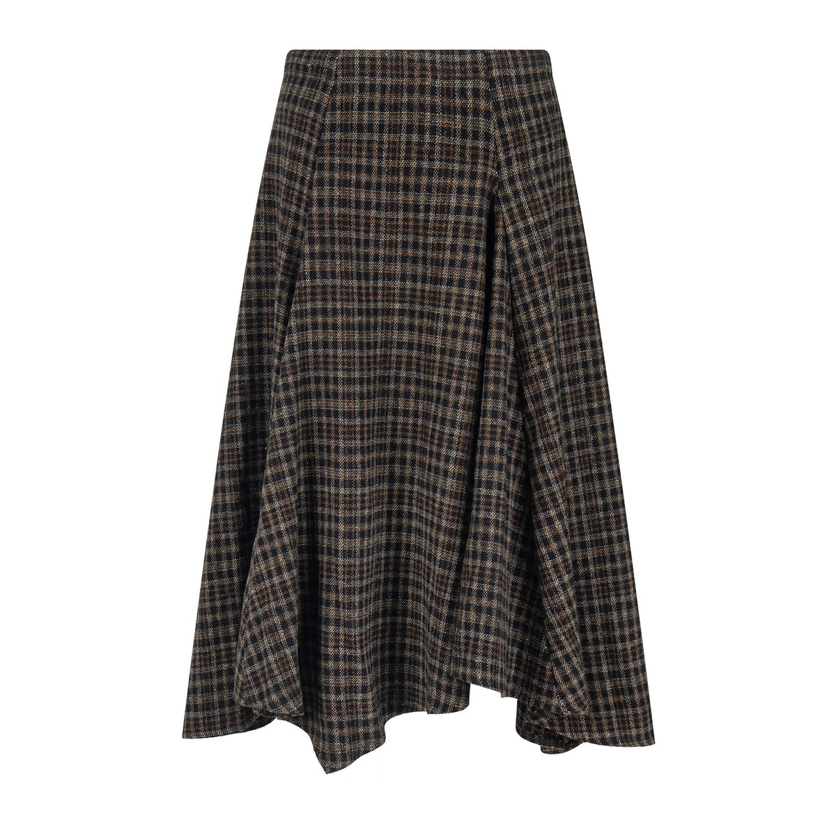 Wool Plaid Midi Skirt High Waist Drape Slimming A-Line Skirt College Style Women's Clothing