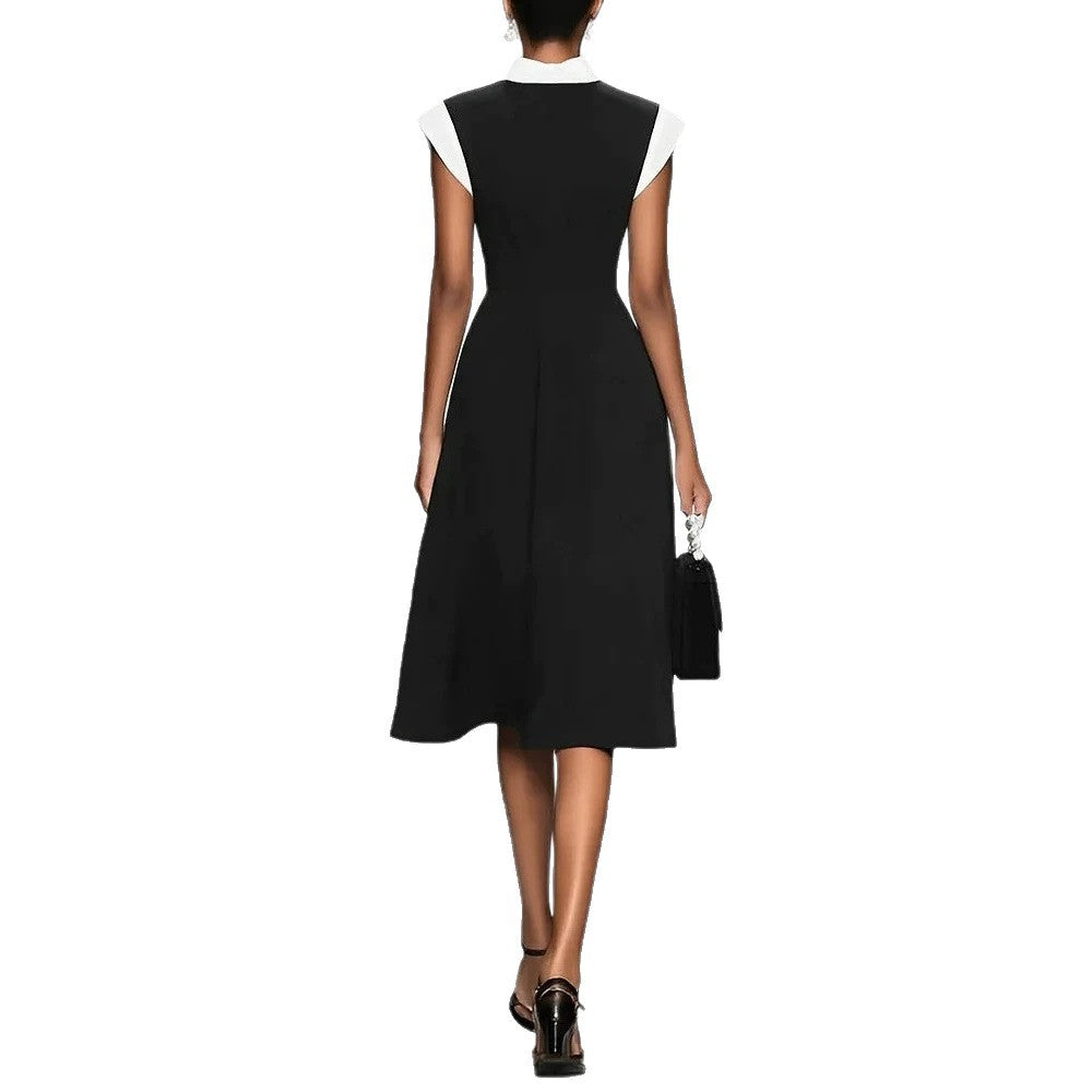 Elegant Vintage Square Neck  Dress with Bow Detailing