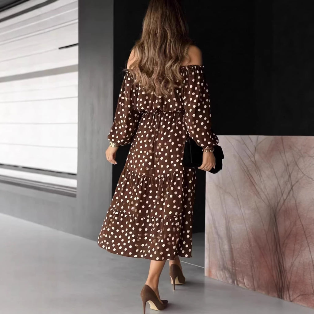 Chic Polka Dot Dress for Office Wear Fashionable Casual Dress