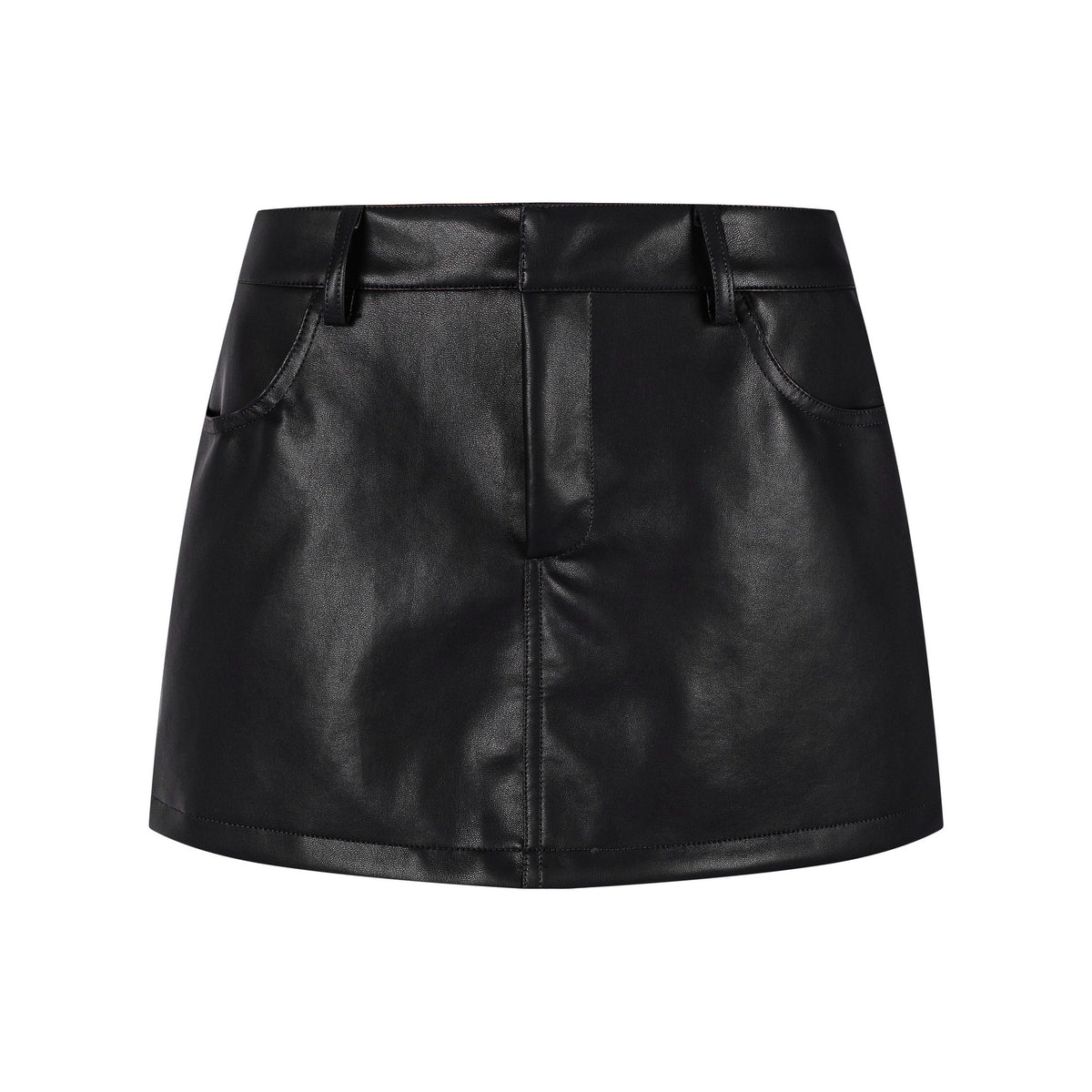 Faux Leather Mini Skirt High Waist Slimming Anti-Flash Streetwear