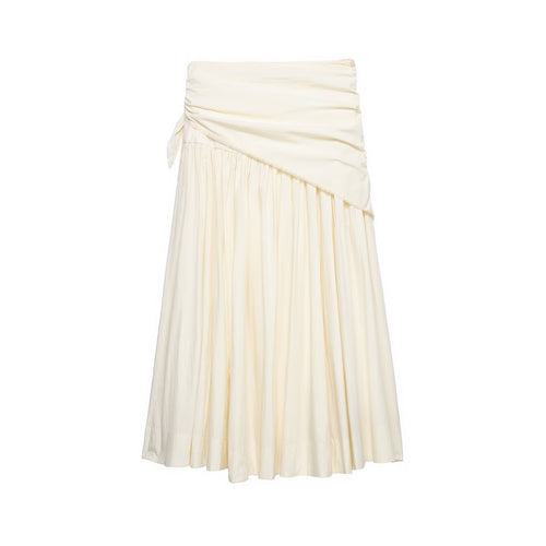 Commuting style fluffy scarf adorned with MIDI skirt