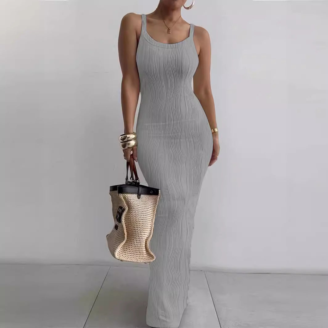 Summer Women's Fitted Sleeveless Elegant Long Dress Bodycon Dress