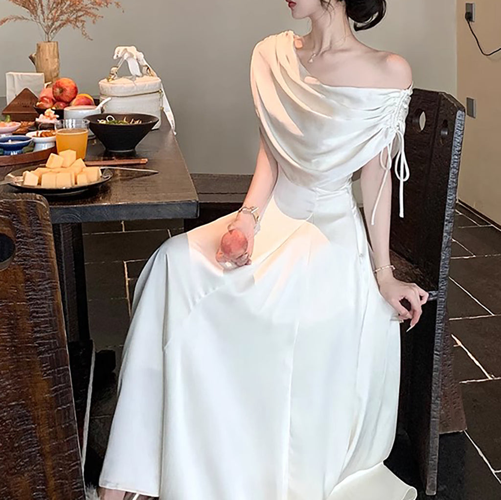 Flared Skirt French Elegant Off-Shoulder Vintage Hollywood Dress