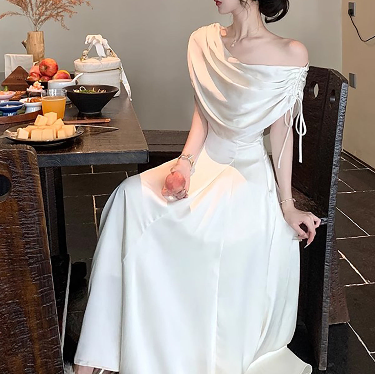 Flared Skirt French Elegant Off-Shoulder Vintage Hollywood Dress