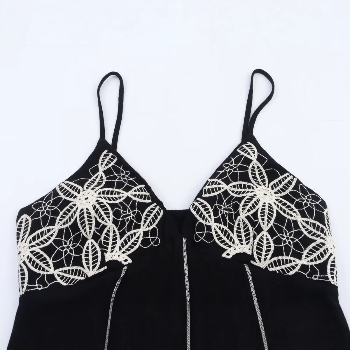 Embroidery V-Neck Sexy Backless Strap Long Dress for Women  Dress Elegant Design A-Line Dress