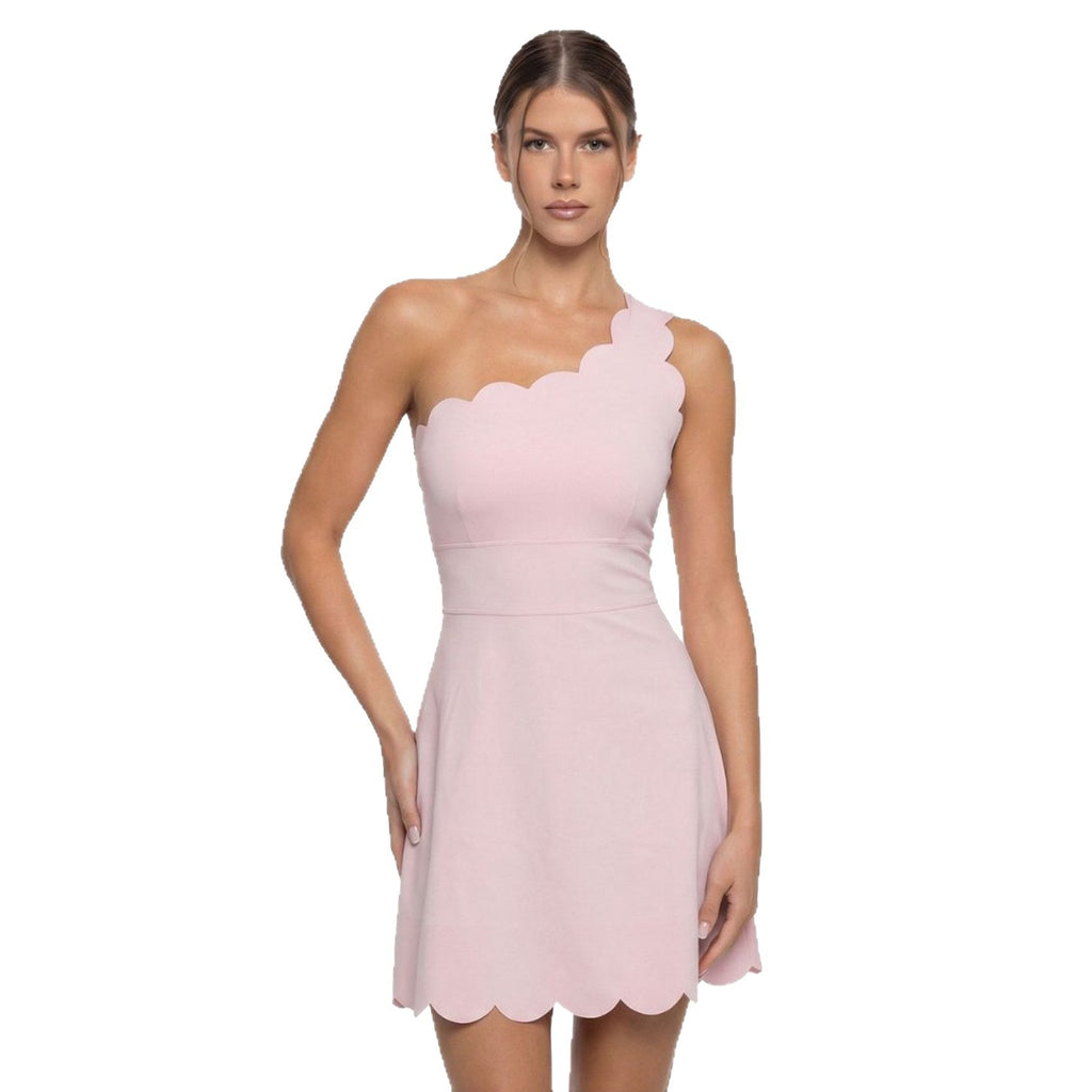 Floral Trim Single Shoulder Dynamic Tennis Dress Outdoor Sports Dress for Women with Padded Built-in Bra Support Seamless Fitness One-Piece Dress
