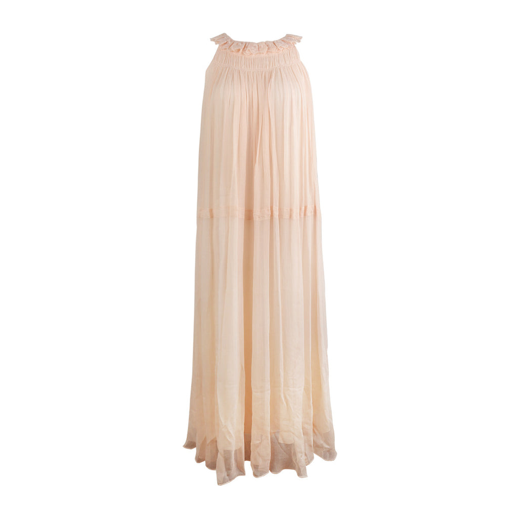 Capri Summer Silk Embroidered Petal Neckline Halter Dress Sweet Strapless Women's Long Dress Summer