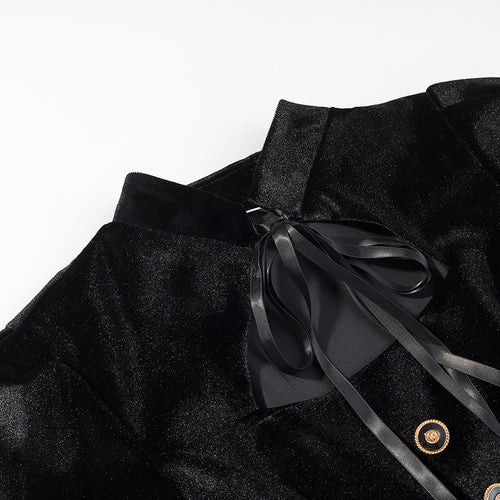 Commuting style elegant velvet patchwork long sleeved dress