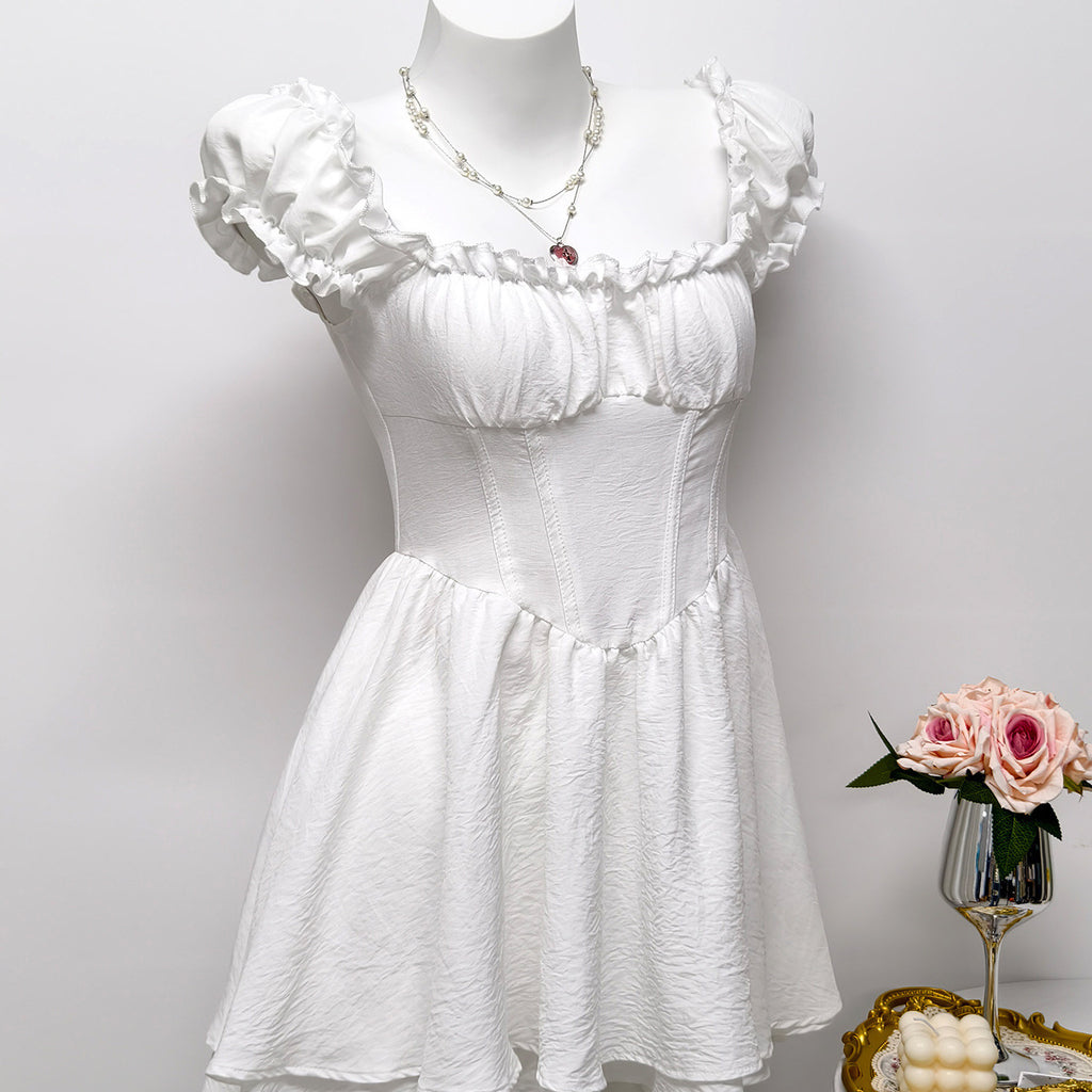 Square neck short sleeved dress