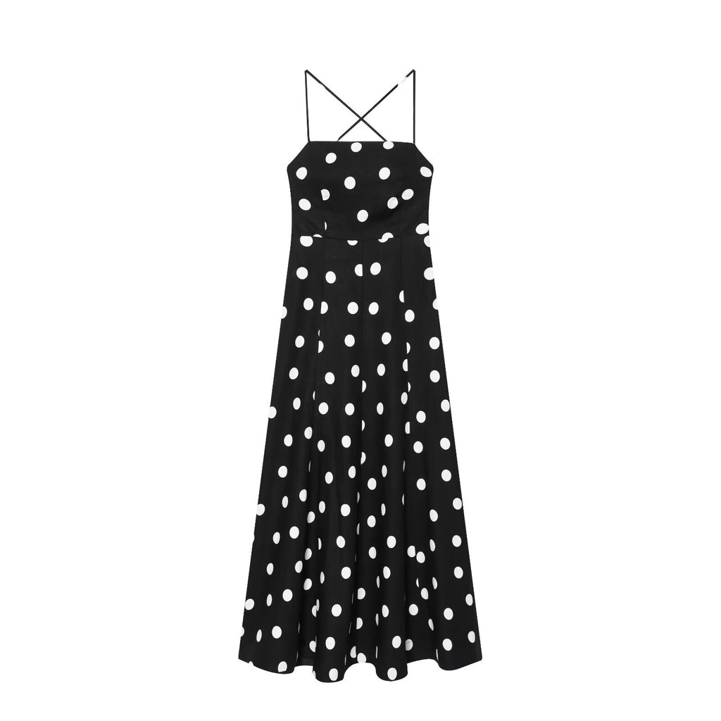 Classic polka dot neck dress for summer