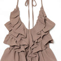 Chiffon halter neck layered decorative dress