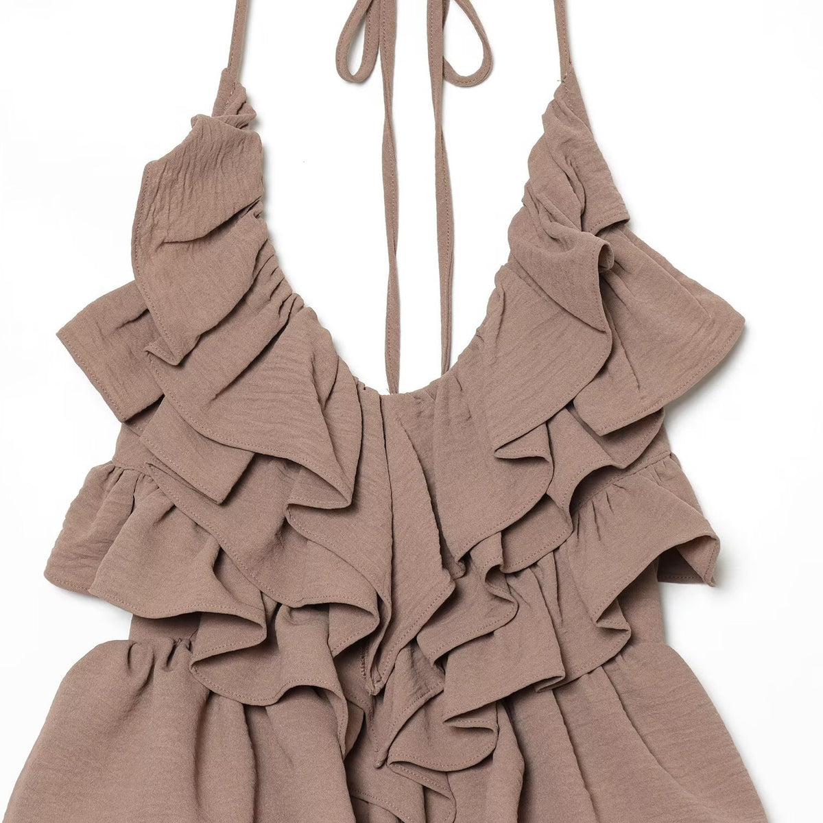 Chiffon halter neck layered decorative dress