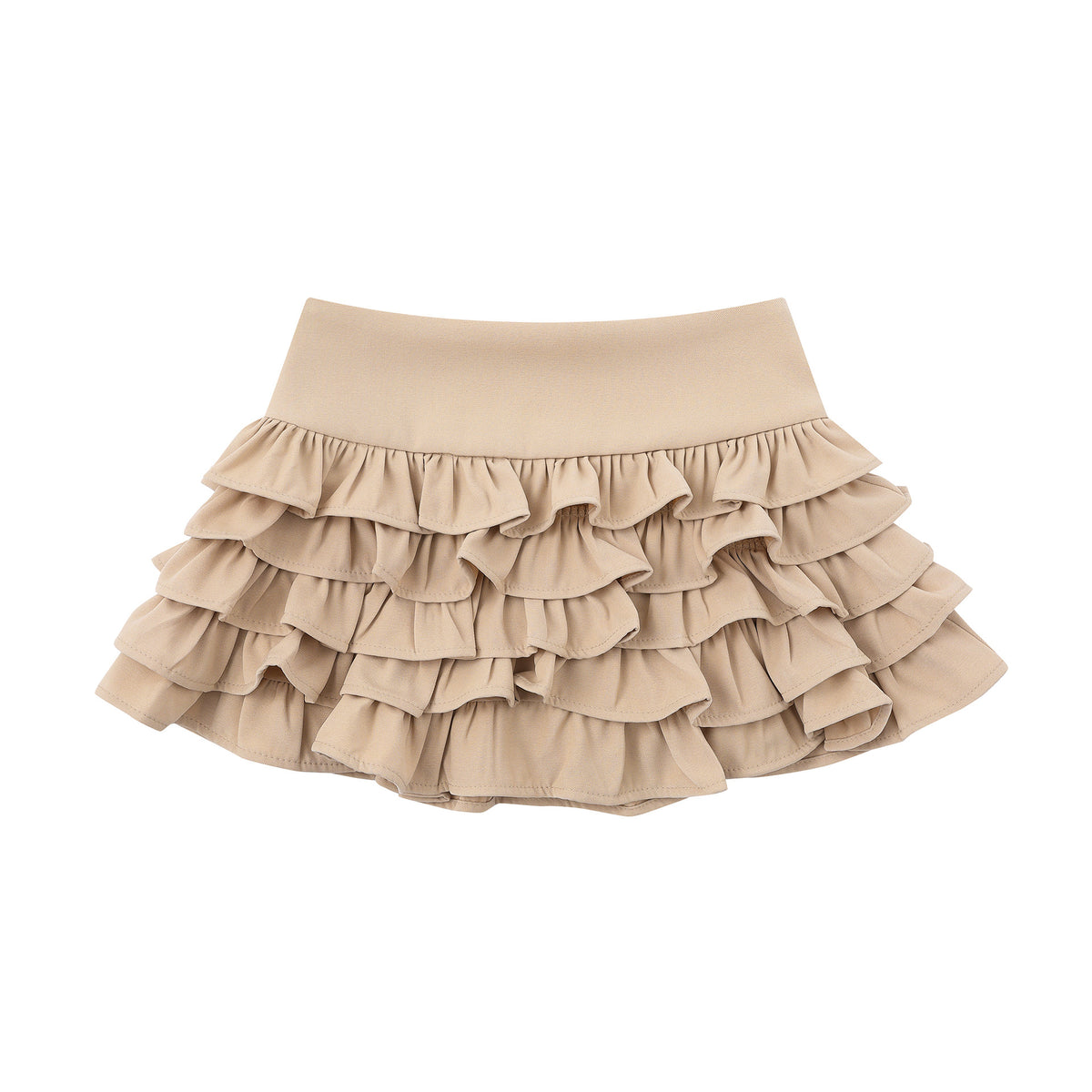 Layered Ruffle Skirt High Waist Solid Color Sweet Style Mini Skirt
