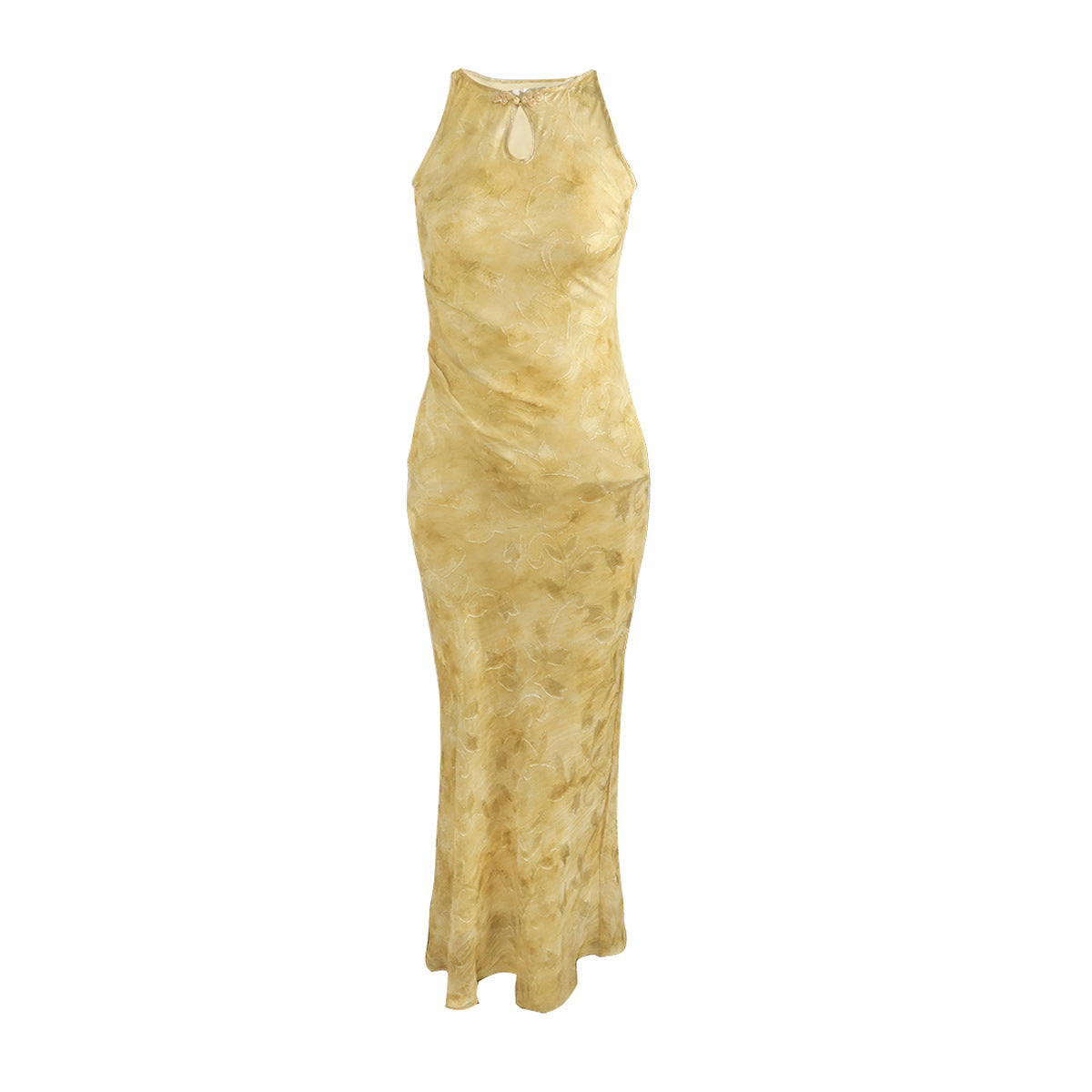 Cut-Out Shoulder Improved Cheongsam Mid-Length Dress